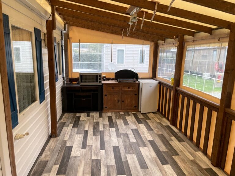 Terrasse mobil home occasion 6 x 2,50 m – Couverte fermée